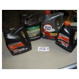 Asst oils: 15W40, trans hyd, 10W40, each 1/2 full