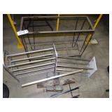 Assorted metal:  racks, stand, mower blades