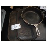2 cast iron griddlers, one Wagner deep skillet
