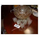 Punch bowl set 12 cups w/ glass ladle