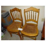2 antique cane-seated chairs, one needs recaned