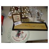 Asst Christmas ornaments, tree topper, signs