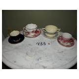 Assorted teacup sets:  Syracuse, English, and Japa