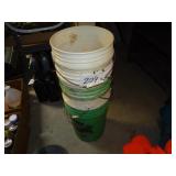 Five 5-gallon buckets, plastic