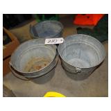 3 galvanized buckets