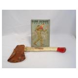 Boy Scout book and ax with sheath