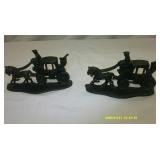 Horse carrage cast iron book ends