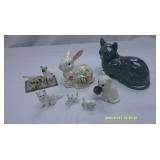 Assorted Ceramic Cats & Bunny
