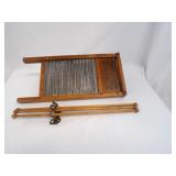 Vintage Washboard & drying rod