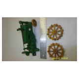 Cast Iron Tractor and sad iron