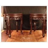 Lot of 2 Ornate marble top side tables
