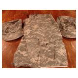 US Army combat pants and two patrol caps