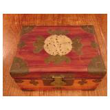 Japanese tabletop jewelry box with jade