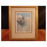 Framed Fredric Remington. Signed and dedicated