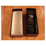 Modern black Velcro knife belt case in box