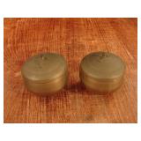 Lot of 2 brass serving containers with lids