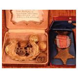 Lot of Civil War named G.A.R medals and buttons