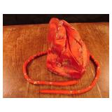 Red embroidered padded Chinese winter hat