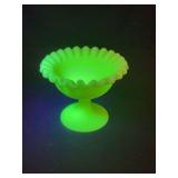 Fenton Custard Uranium Pedestal Bowl