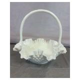 Fenton Milk Glass Hobnail Basket