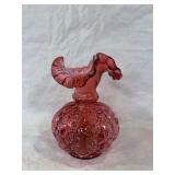 Fenton Cranberry Beaded Melon Vase