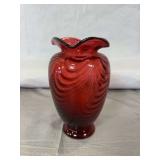 Fenton Cranberry Drape Vase