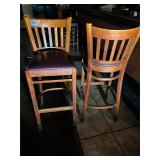 Wood Frame Bar Stool - Maroon Bar Seating
