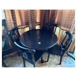 Round Black Wood Table & Chairs