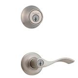 Balboa Satin Nickel Entry Door Knob and Single-Cyl