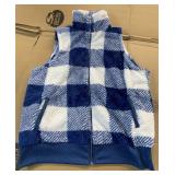 Women s cozy blue zip up vest, XL
