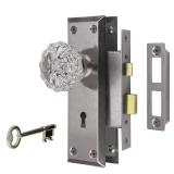 Glass Satin Nickel Knob Mortise Set