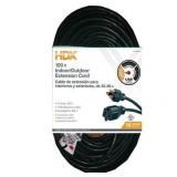 HDX 100 Ft. 16/3 Indoor/Outdoor Extension Cord, Gr