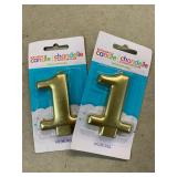 2 pack gold birthday candle