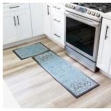 Maples Rugs Kitchen Rug Set 17'x24' + 17'x48' Blue