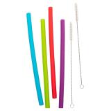 KOLORAE Big Silicone Straws W/cleaning Brushes-lon