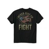 Never Give up the Fight American Flag Black Graphi