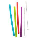 KOLORAE Big Silicone Straws W/cleaning Brushes-lon