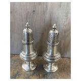 2 Antique Sterling Silver Salt Pepper Shakers