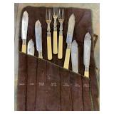 Antique Lot of EPNS Nickle Silver Fish Forks & Kni