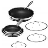 HexClad Hybrid Nonstick 7-Piece Pan Set, 8, 10, an
