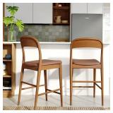 PLANK+BEAM Loar 38 in. H Pecan/Toffee Curved Back