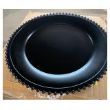 Lot of 11 large black reusable plastic plates