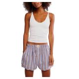 Free People Day to Day Flannel Boxer Shorts