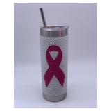 Cancer awareness cup with kid and straw