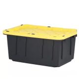 HDX 17 Gal. Tough Storage Tote in Black with Yello