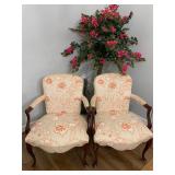 2- Floral Upholstered Dining Chairs