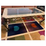 48x28 Inch Shell Metal & Glass Coffee Table