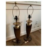 2-Vintage Wood /Metal Table Lamps