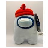Among Us Plush White Crewmate With Rooster Hat