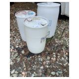 Lot of 3 plastic barrels